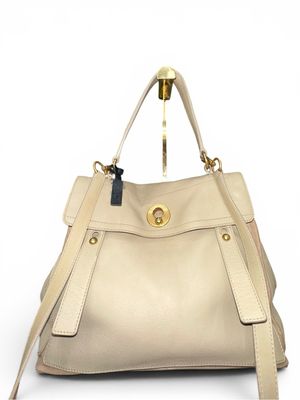 Yves Saint Laurent Muse Two Beige Leather Satchel Crossbody Bag Made in Italy